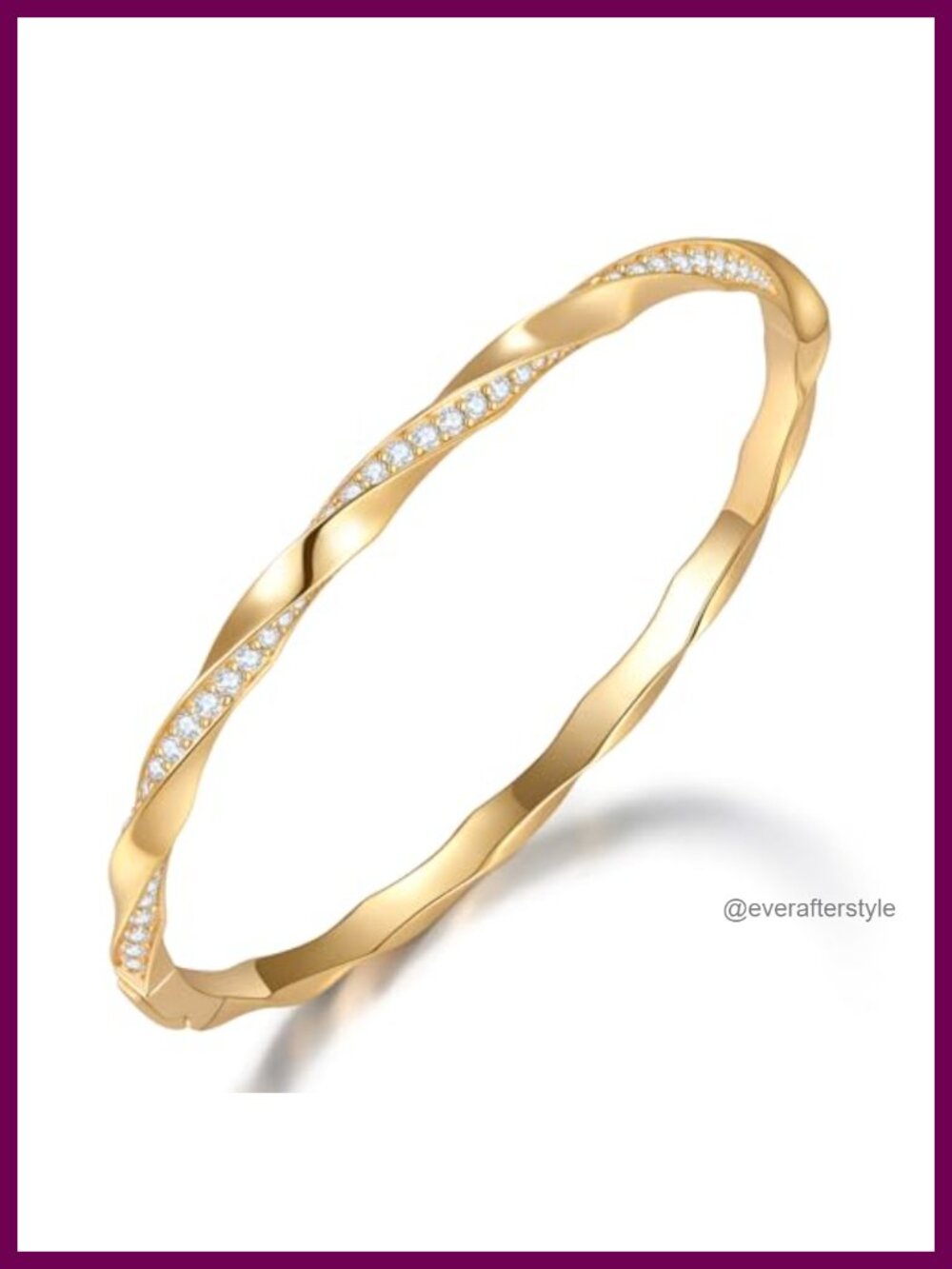 14K Gold Plated Brass Moissanite Bangle Bracelet for Women